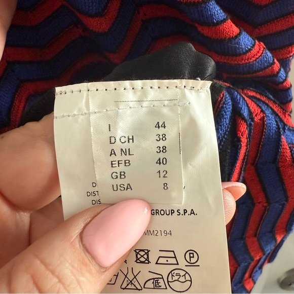 Missoni red, black & blue chevron stripe bow detail dress - size 8 (Medium) - Picture 10 of 11